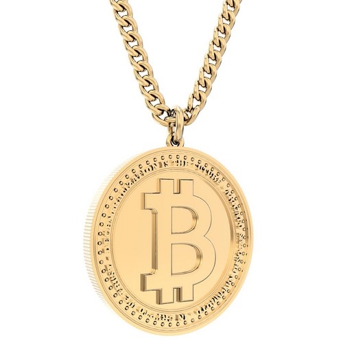 Chocli 18 Ayar Altın Kaplama Bitcoin Ayarlanabilir Kolye