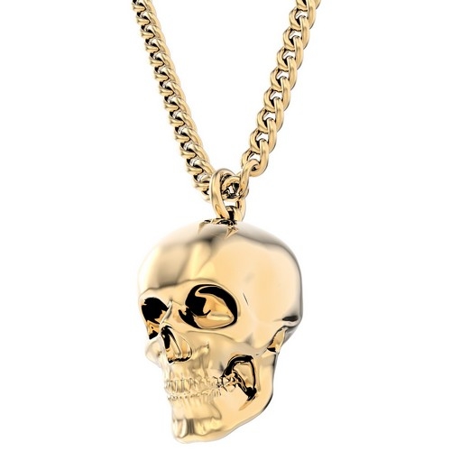 Chocli 18 Ayar Altın Kaplama Skull Kolye