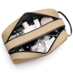 Gaston Luga - Gaston Luga Spläsh Toiletry Double Zipped Bag-Latte SPDZTLLT (1)