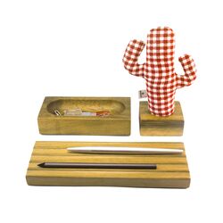 Kayıgo - İroko Kayigo Woody İroko Ağacı Üçlü Set - Kırmızı Pötikare Kaktüs