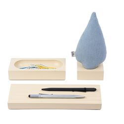 KAYIGO - Kayigo Woody Krem Üçlü Ofis Seti - Mavi Ladin