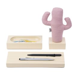 KAYIGO - Kayigo Woody Krem Üçlü Ofis Seti - Pembe Cactus