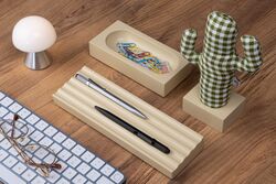 KAYIGO - Kayigo Woody Krem Üçlü Ofis Seti - Pötikareli Cactus (1)