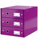 LEITZ - LEITZ 6048 WOW 3 ÇEKMECELİ EVRAK RAFI MOR