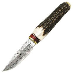 MUELA - Muela Bowie 7,5cm Geyik Boynuzu Saplı Damascus Bıçak
