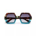 Okkia - Okkia Emma Big Hexagonal Unisex Güneş Gözlüğü Havana Mavisi