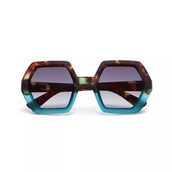 Okkia - Okkia Emma Big Hexagonal Unisex Güneş Gözlüğü Havana Mavisi