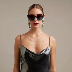 Okkia - Okkia Emma Big Hexagonal Unisex Güneş Gözlüğü Havana Mavisi (1)