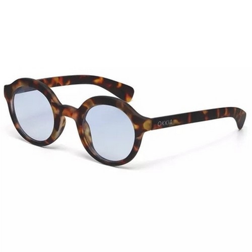 Okkia Lauro Unisex Yuvarlak Klasik Havana Güneş Gözlüğü Mavi Gradyan