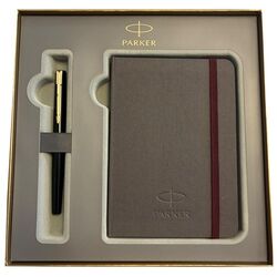 PARKER - Parker Hediye Seti GT Parlak Siyah Roller Kalem + Defter