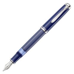 PELİKAN - Pelikan M815 Metal Striped Blue Special Edition Dolma Kalem