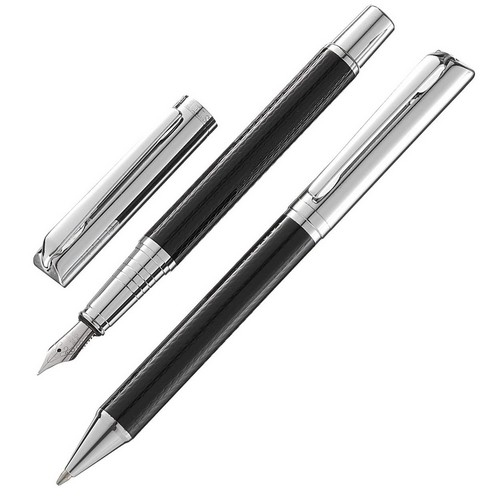 Steelpen Dolmakalem + Tükenmez Plus Siyah Krom Desenli 5083
