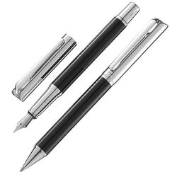 STEELPEN - Steelpen Dolmakalem + Tükenmez Plus Siyah Krom Desenli 5083