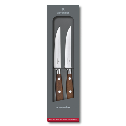 Victorinox 7.7240.2w 12cm Gül Ağacı 2li Tırtıklı Dövme Çelik Biftek Bıçağı