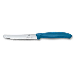 Victorinox - Victorinox Swiss Classic 11cm Tırtıklı Domates Bıçağı, Mavi